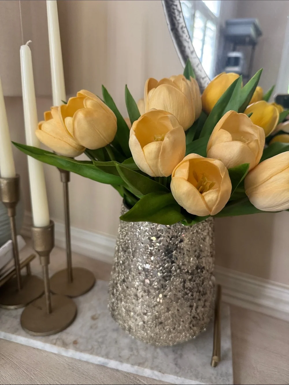 Gold Mosaic crushed mirror Vase
